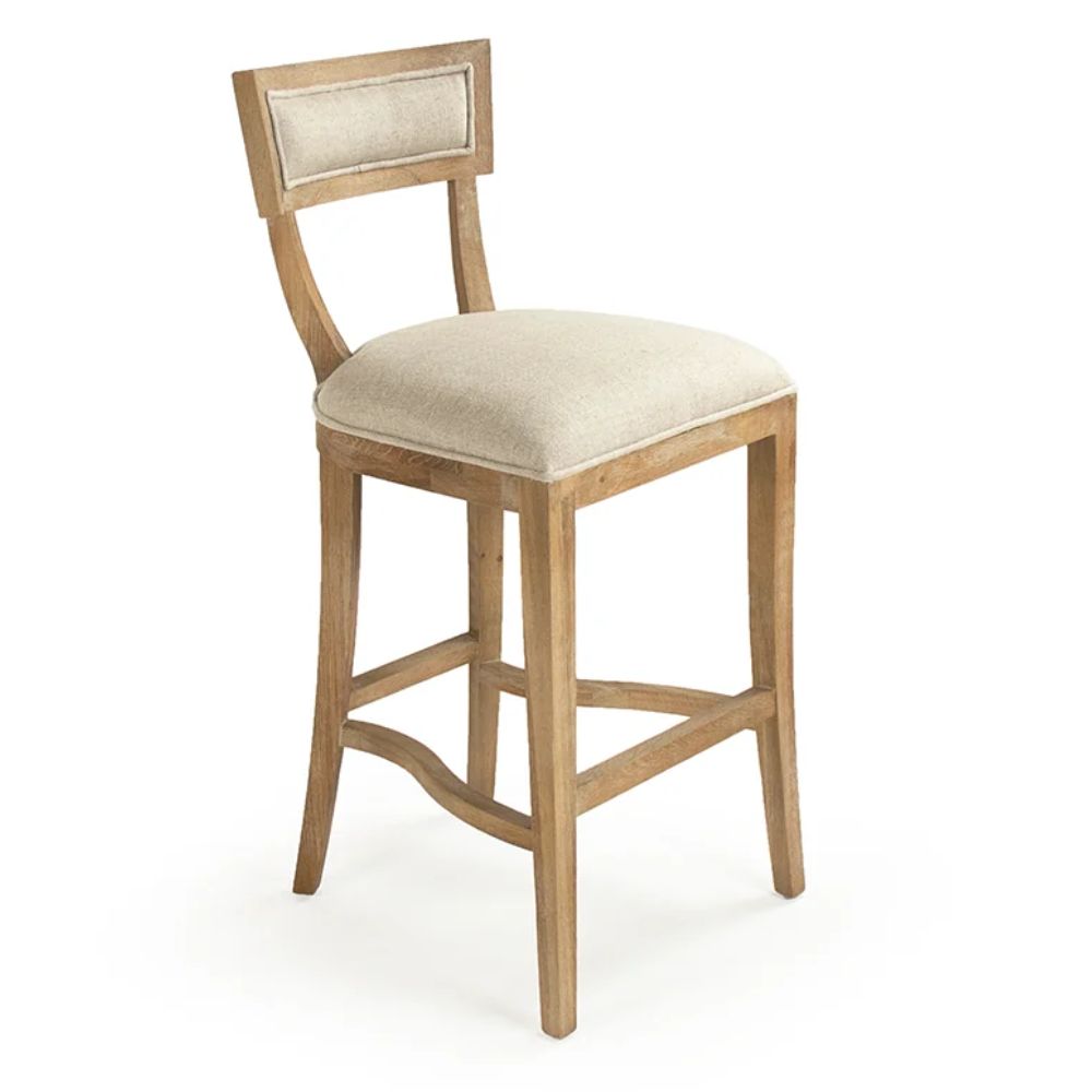 French Linen Curved Back Stool
