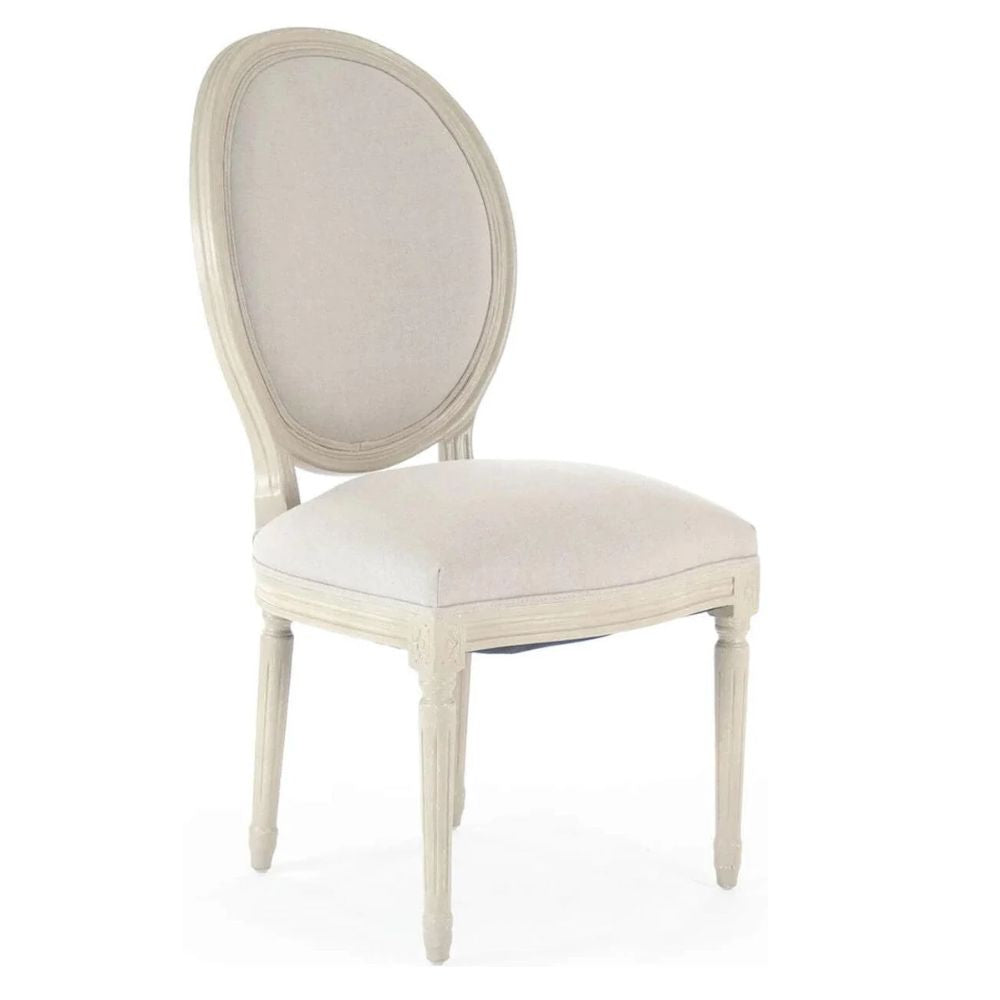 French Louis Creamy Gray Medallion Side Chair