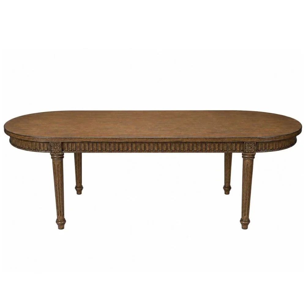 Elegant oval dining table with carved legs and French country design