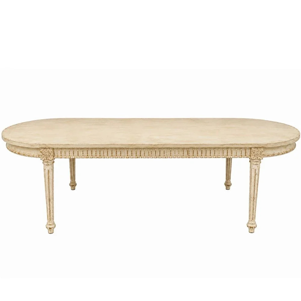 Antique Cream French Louis Oval Dining Table