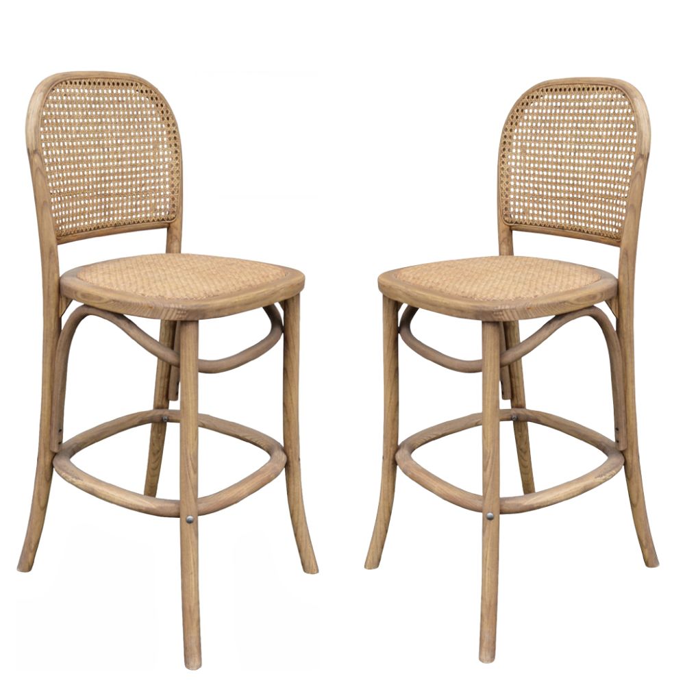 French Oak Cane Counter Stool