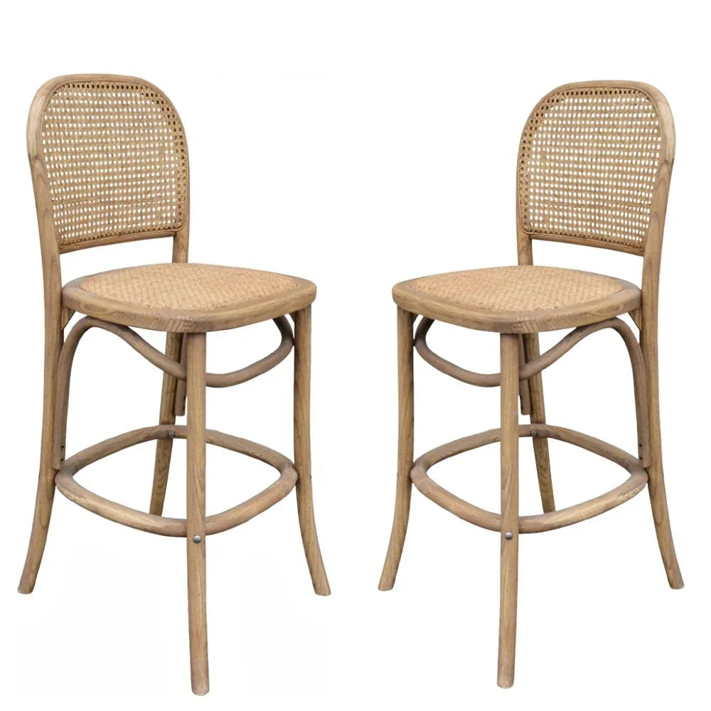 Curved Cane Back Bistro Counter Stool