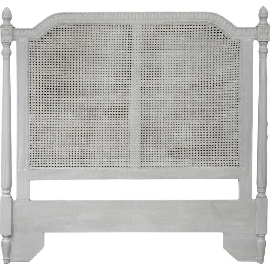 Elegant white cane headboard with classic French country design
