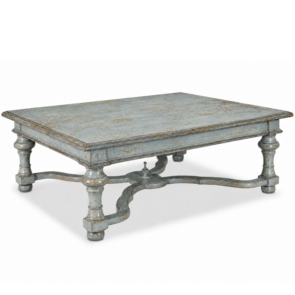 Hand-Carved French Stretcher Coffee Table