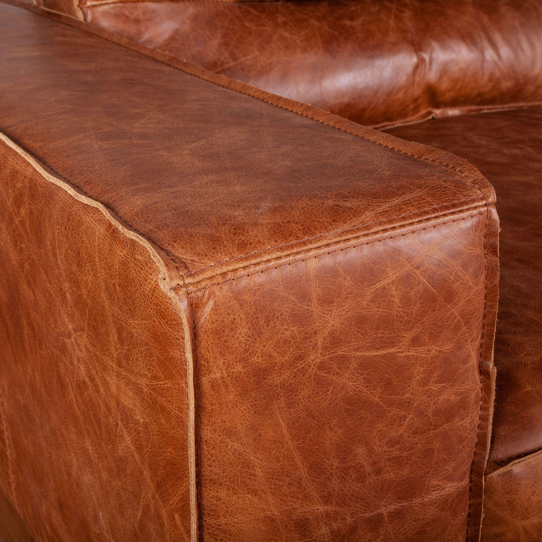 Portofino Golden Brown Leather Sofa