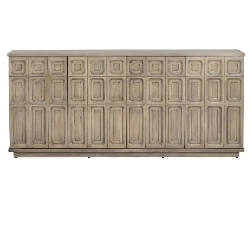 Geometric Patterned Vintage Wood Sideboard