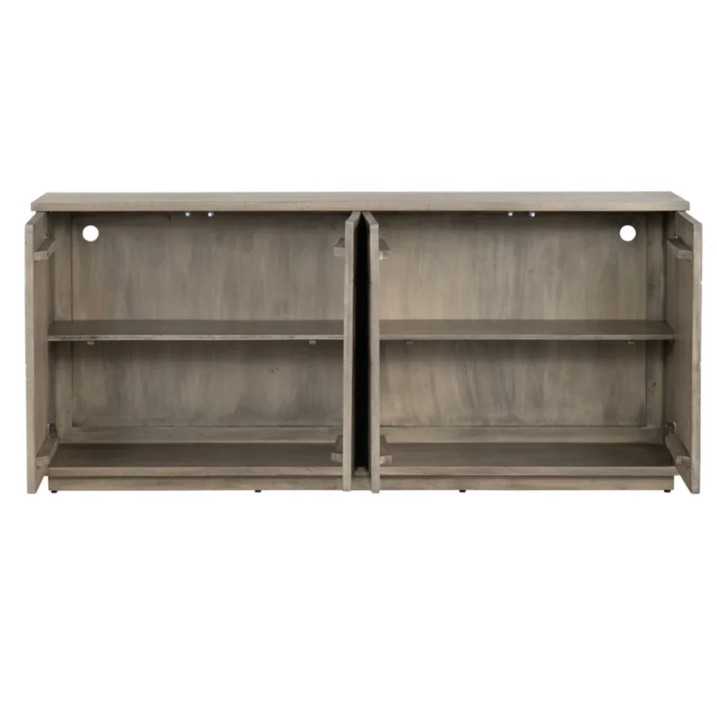 Geometric Patterned Vintage Wood Sideboard