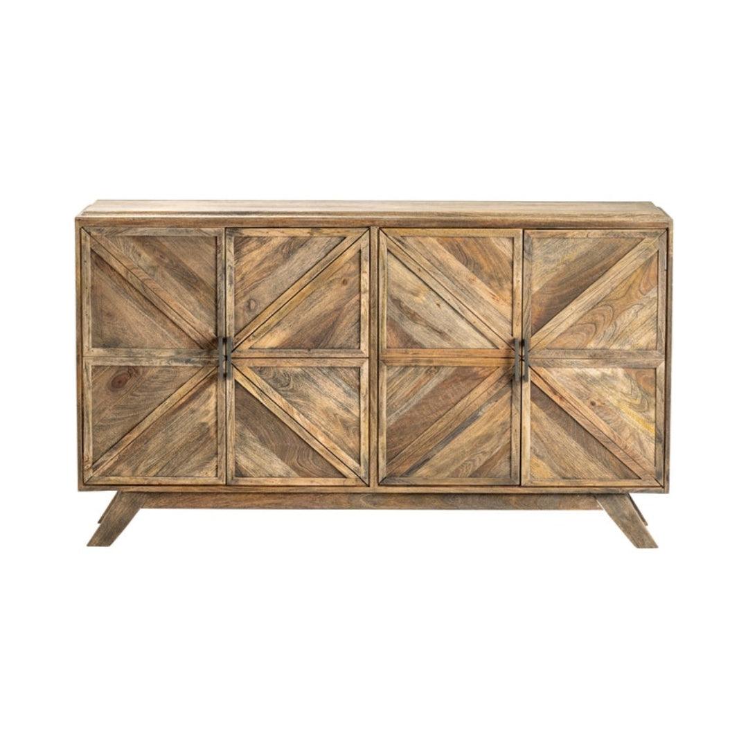 Geometric Design Rustic Wooden Sideboard