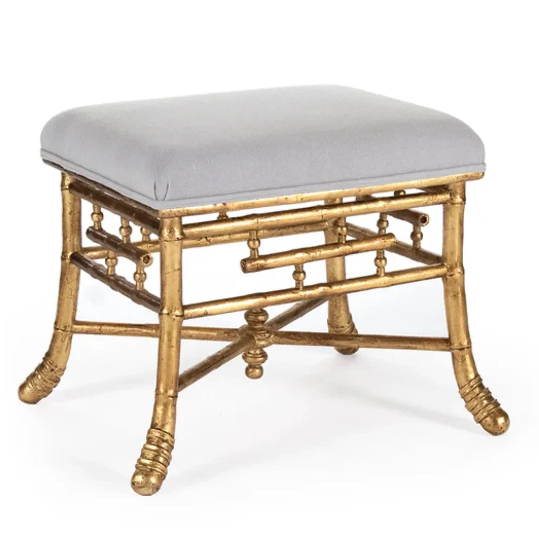 Gilded Bamboo-Style Chinoiserie Stool