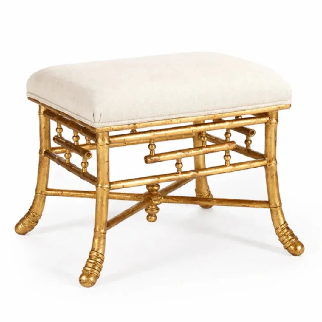 Gilded Bamboo-Style Chinoiserie Stool