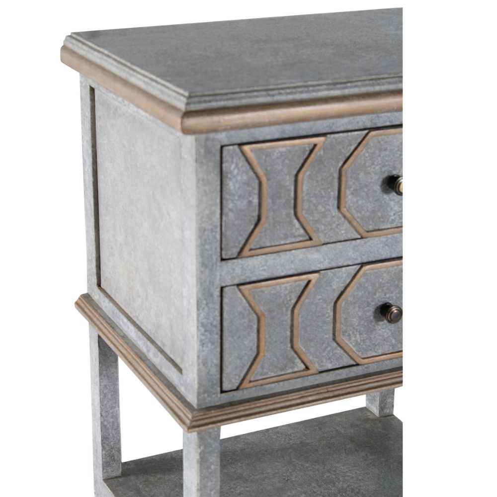 Gilded Grey French Nightstand