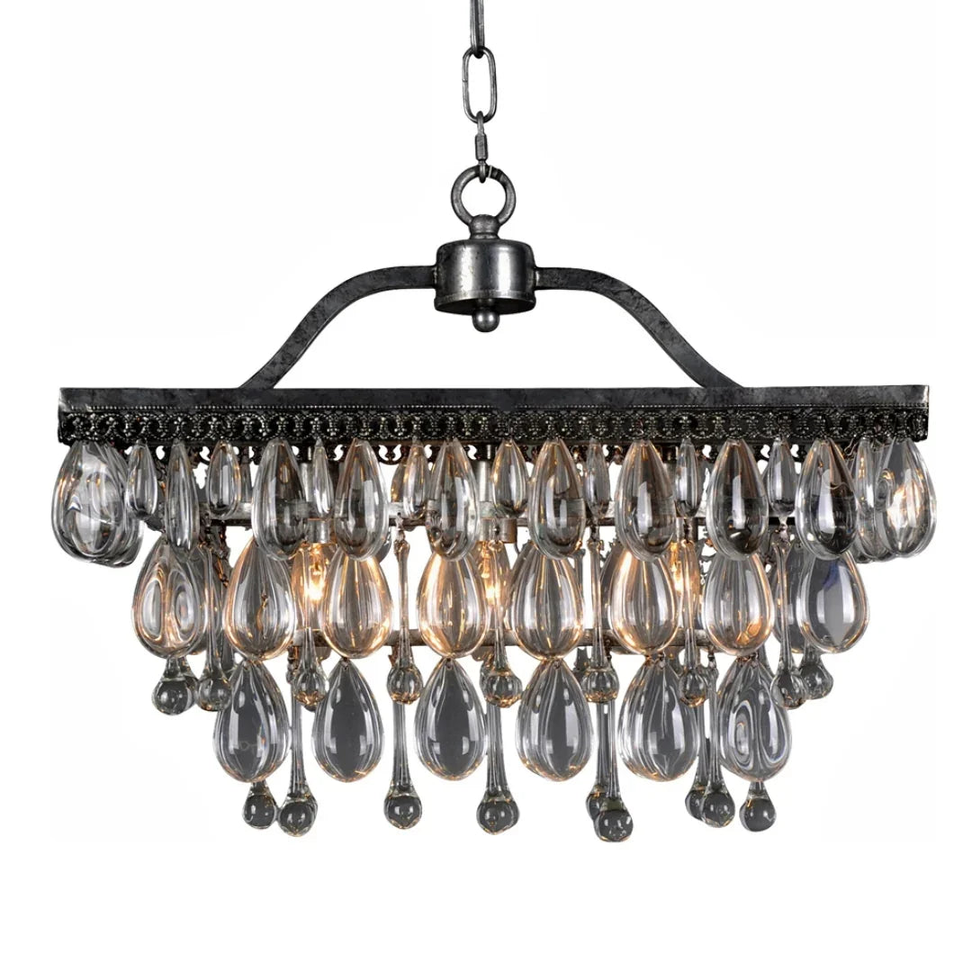 Glass Raindrop Linear Chandelier
