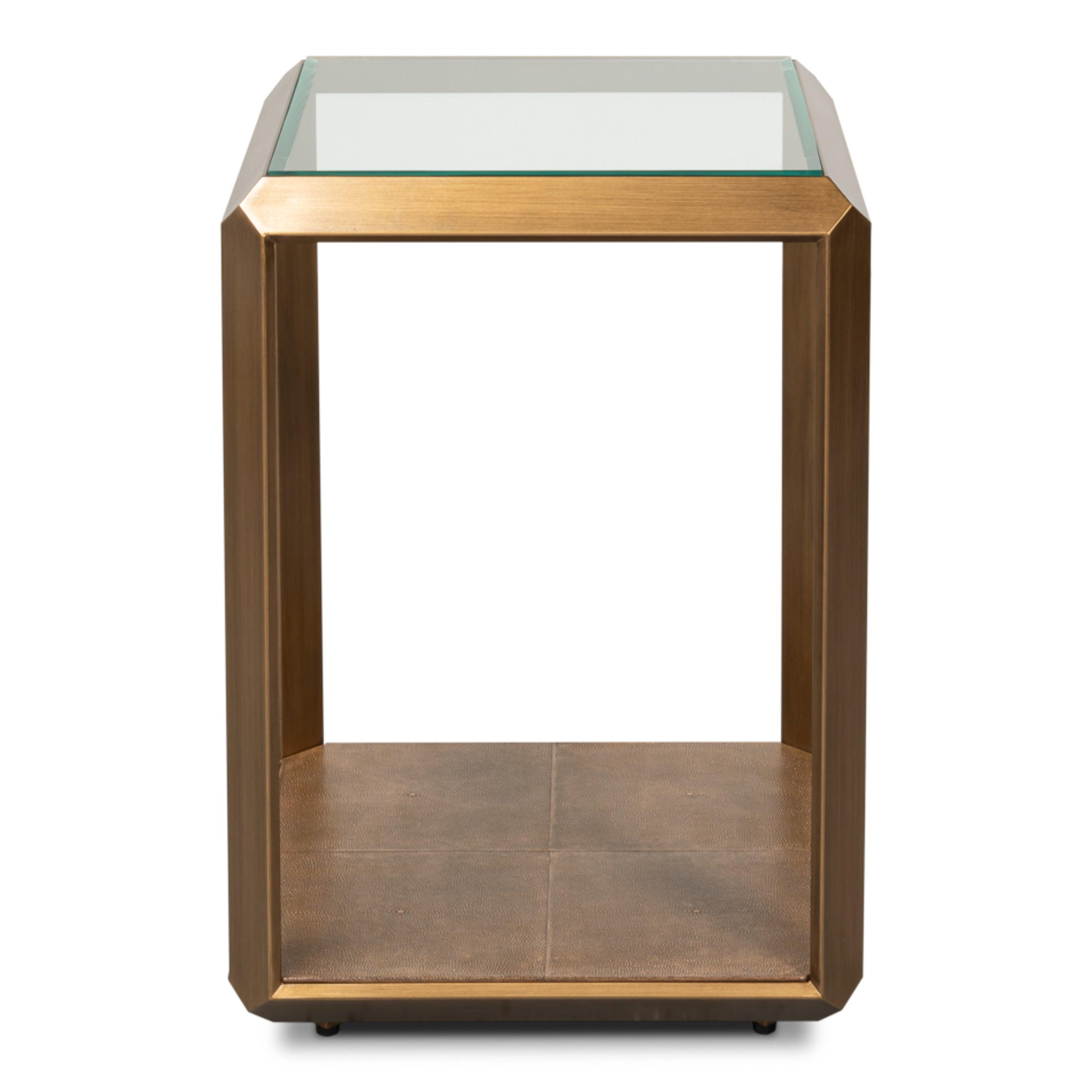 Antique Brass Glass Top Side Table