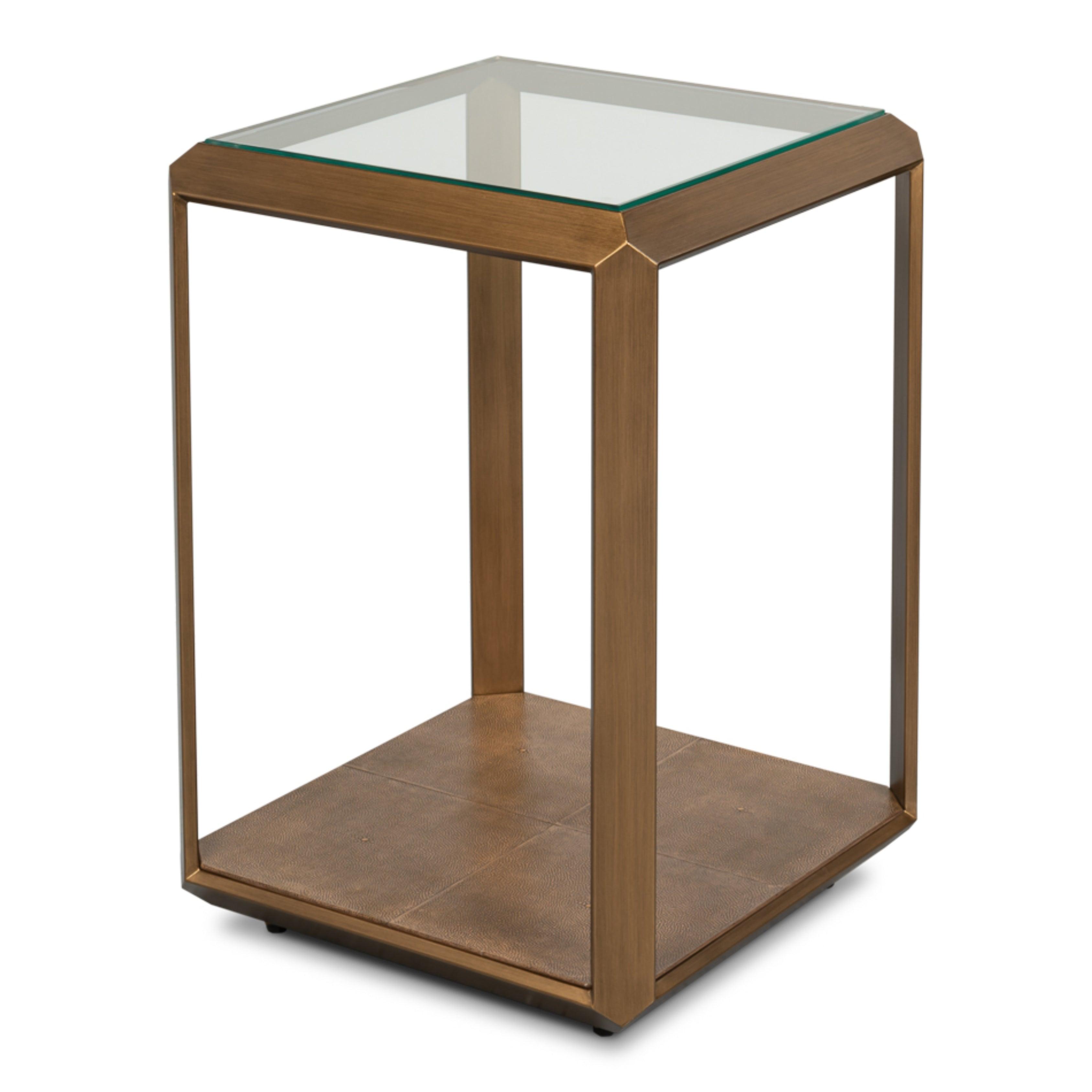 Antique Brass Glass Top Side Table