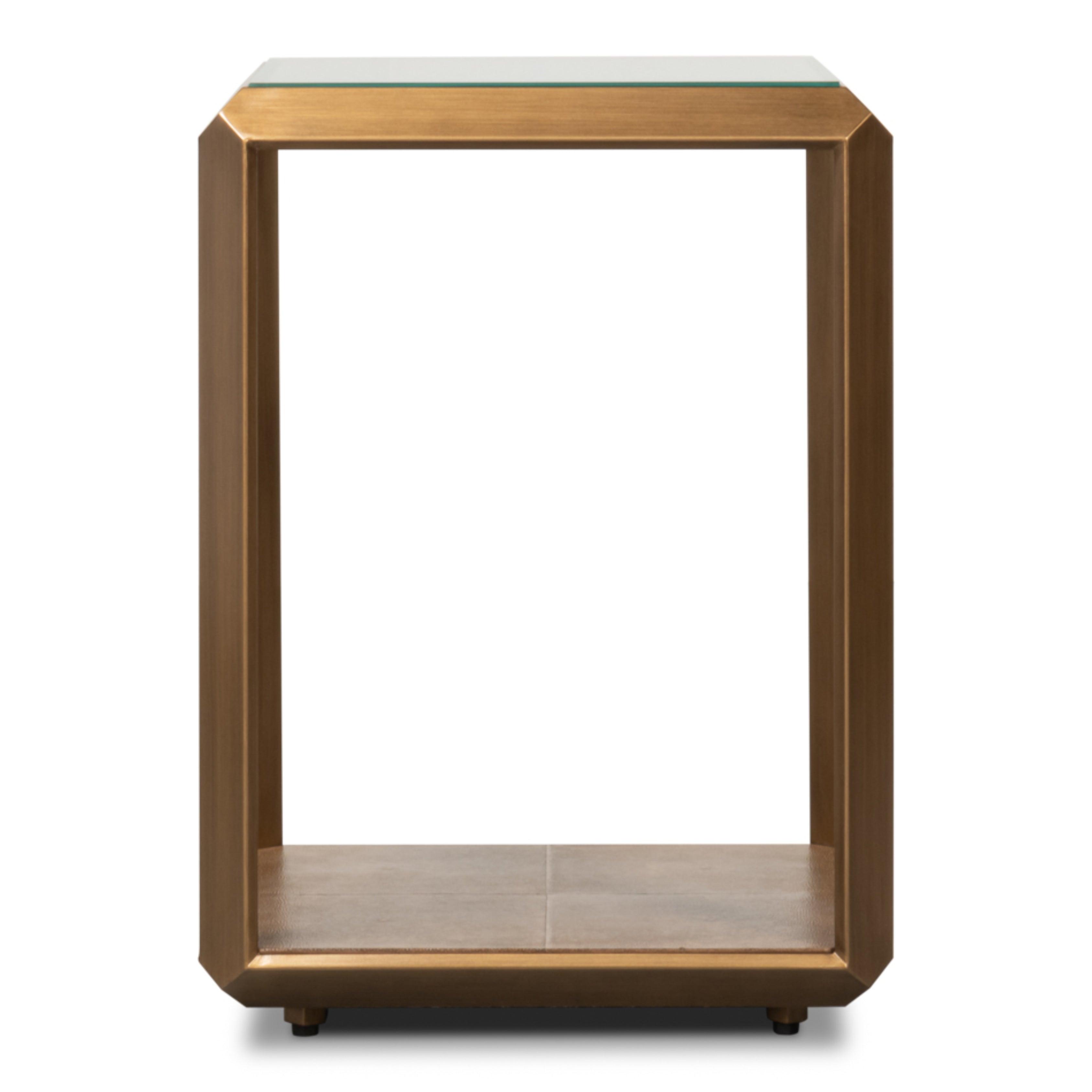 Antique Brass Glass Top Side Table