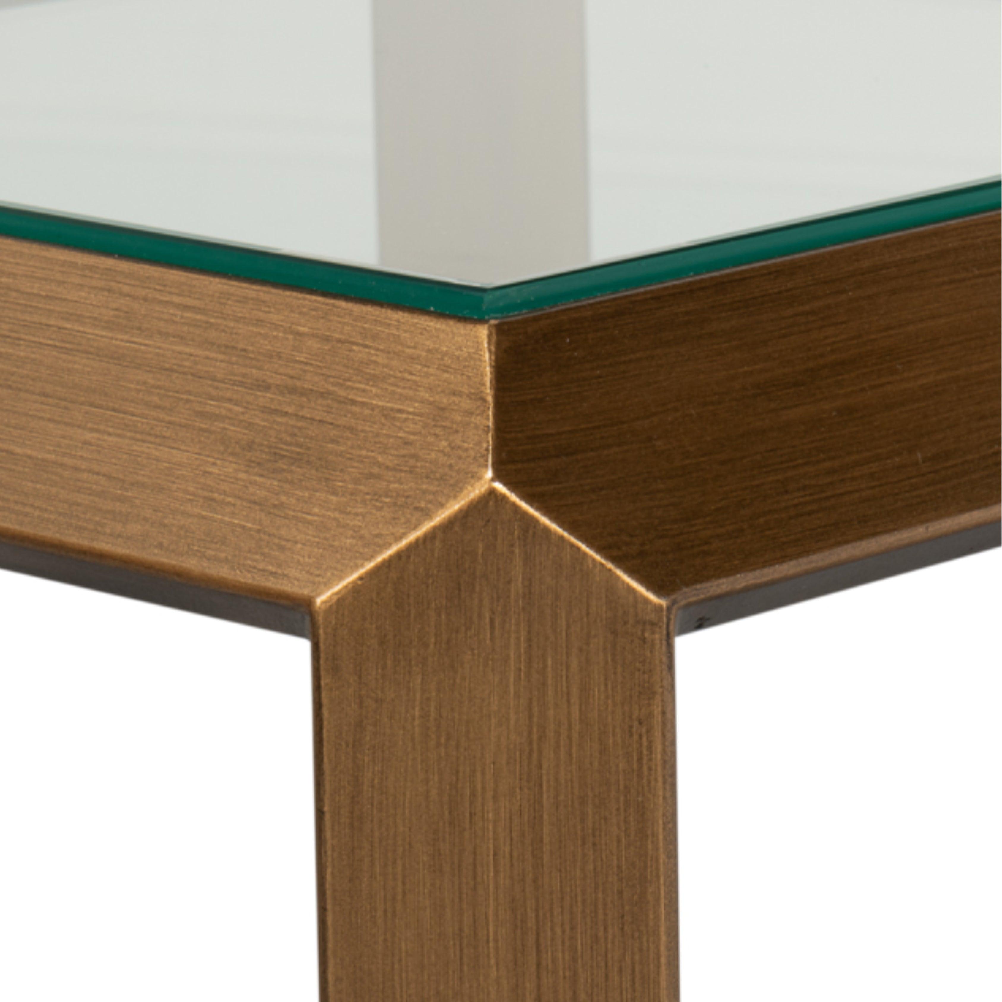 Antique Brass Glass Top Side Table