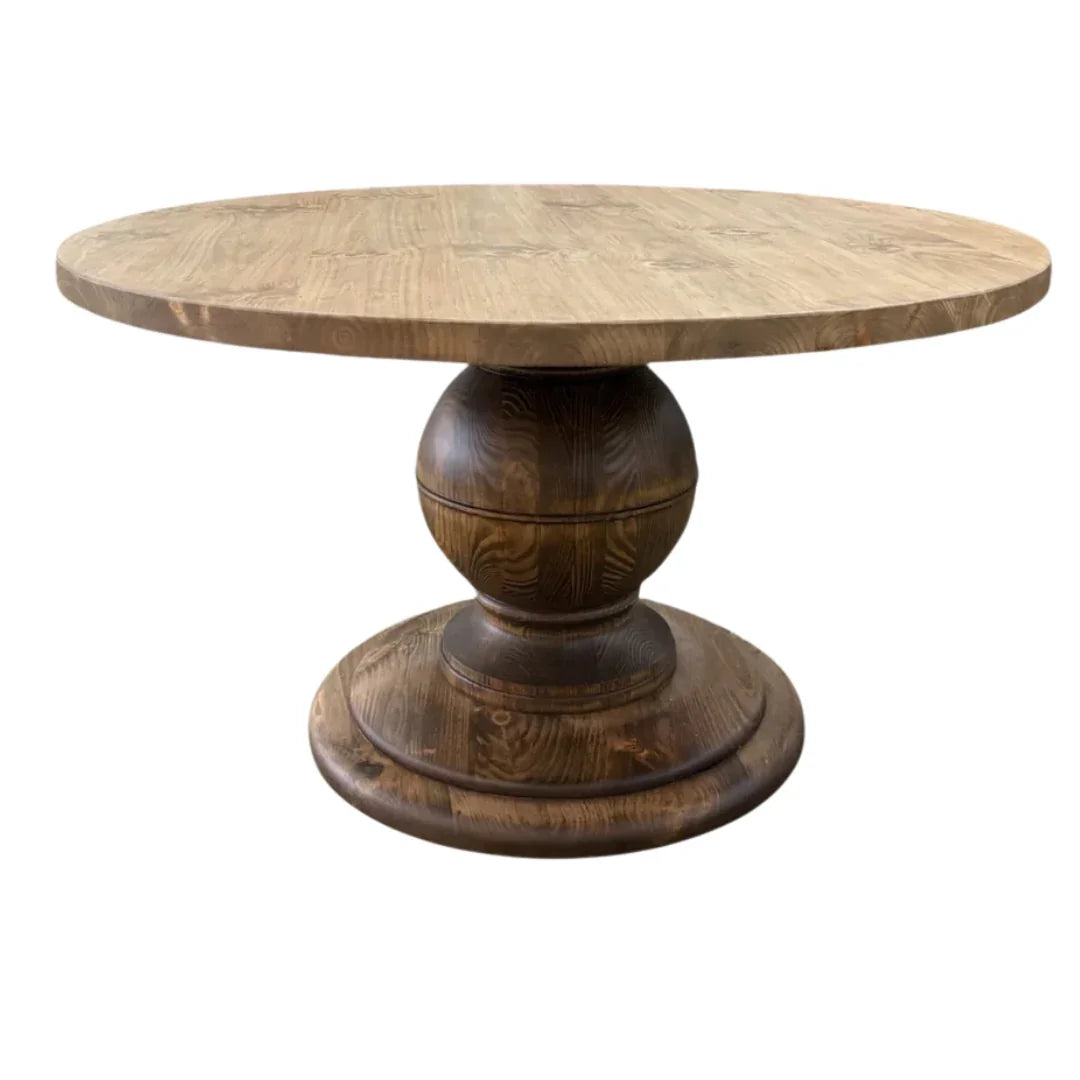 Globe Round Wood Pedestal Dining Table