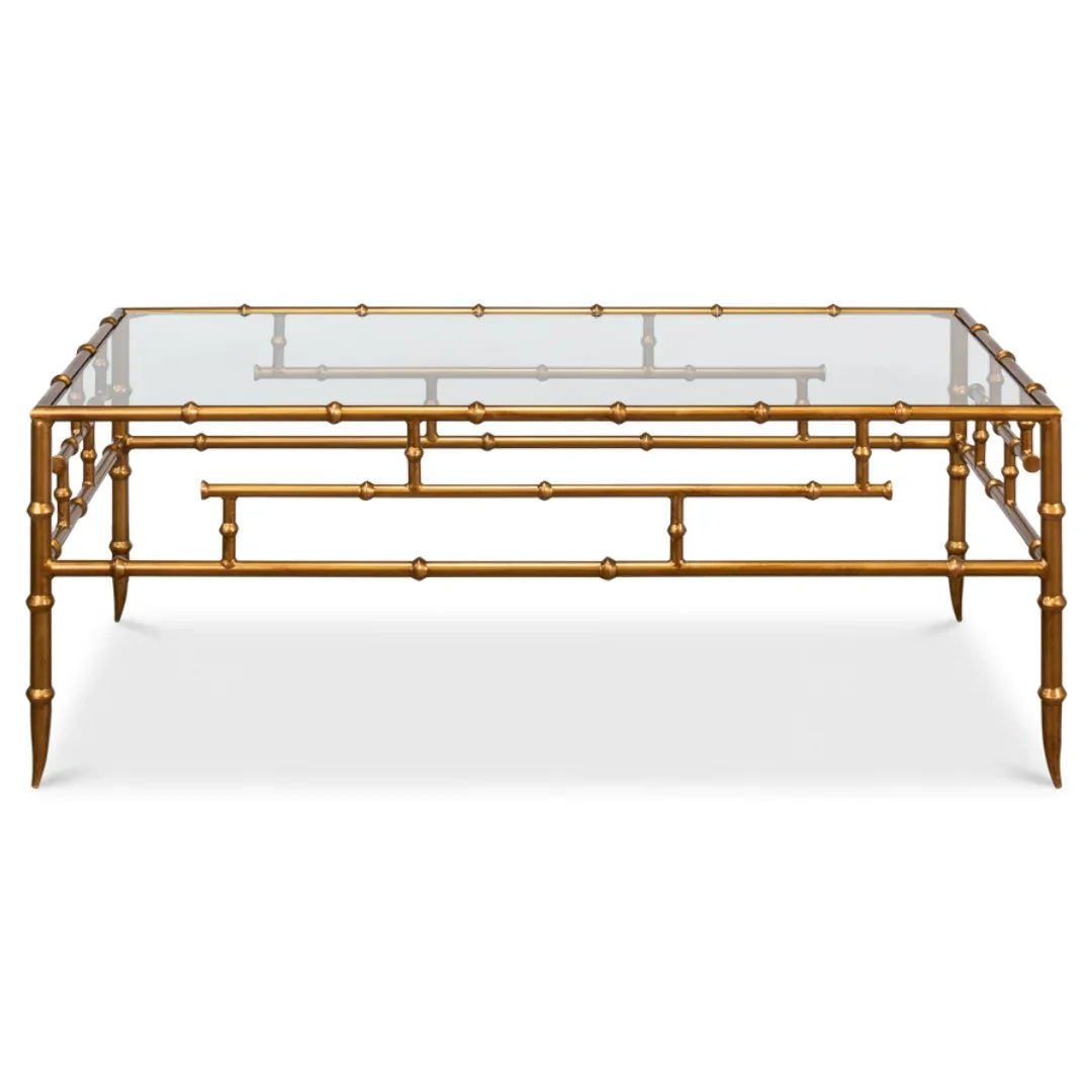 Gold Antique Bamboo Metal Coffee Table