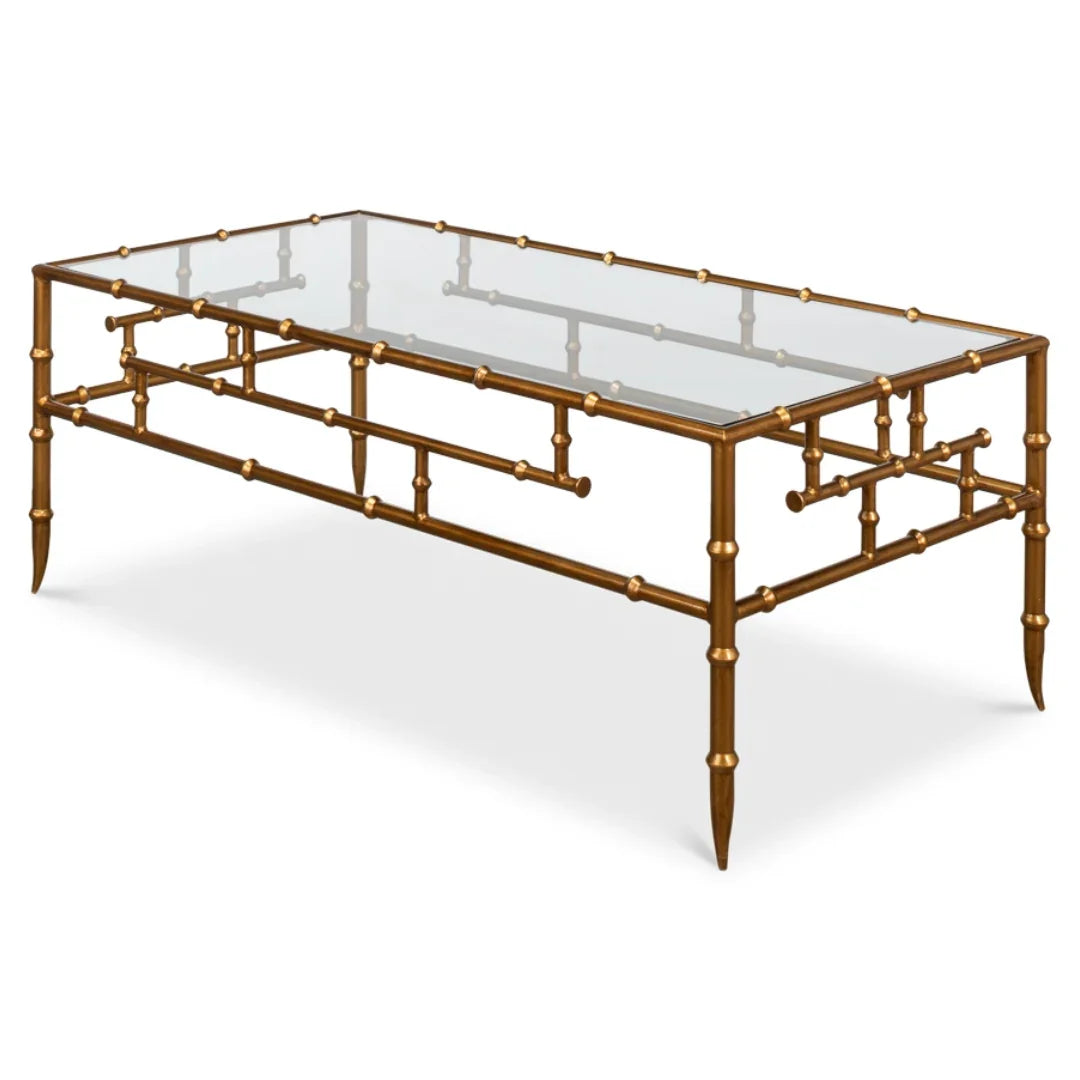 Gold Antique Bamboo Metal Coffee Table