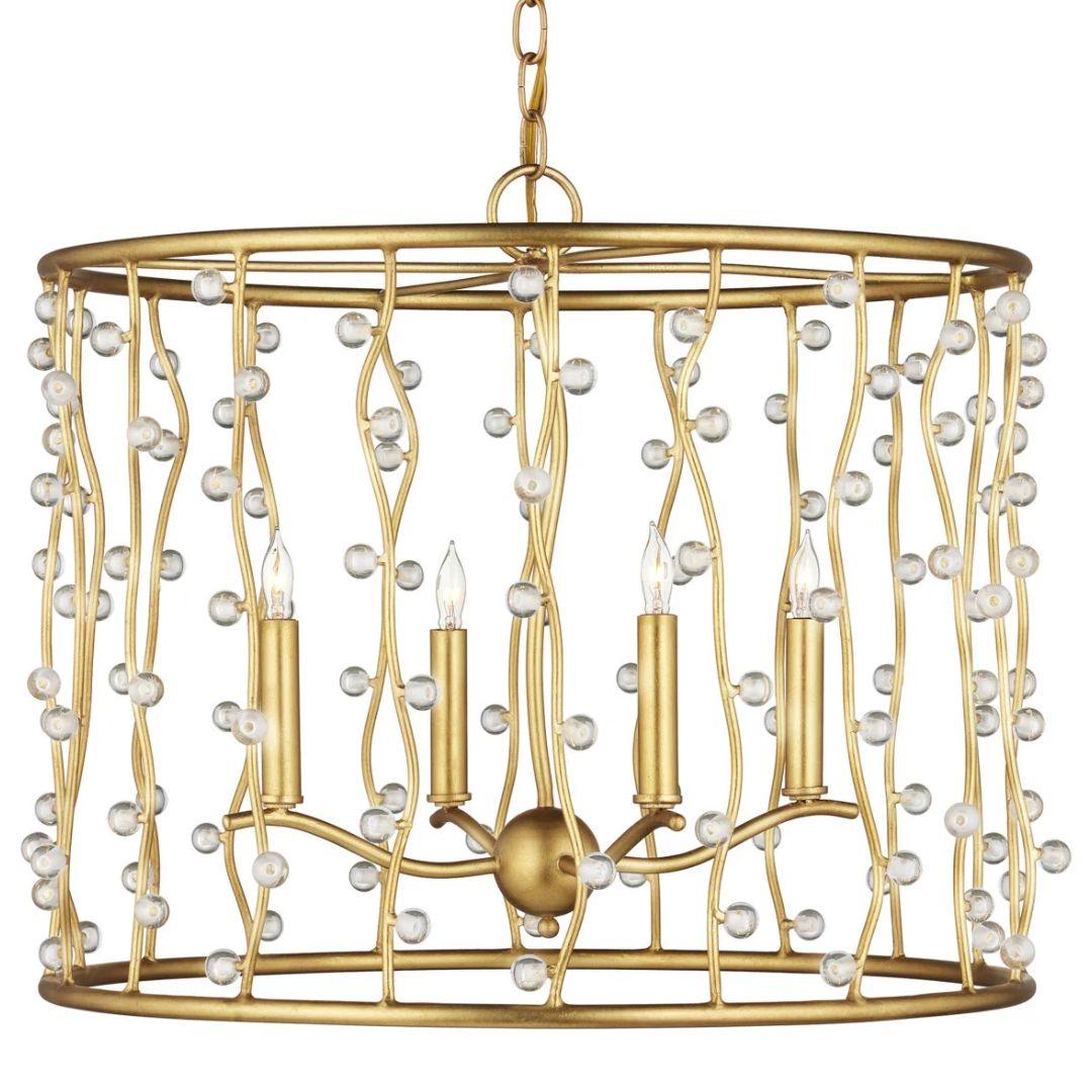 Gold Wavy Crystal Beads Chandelier