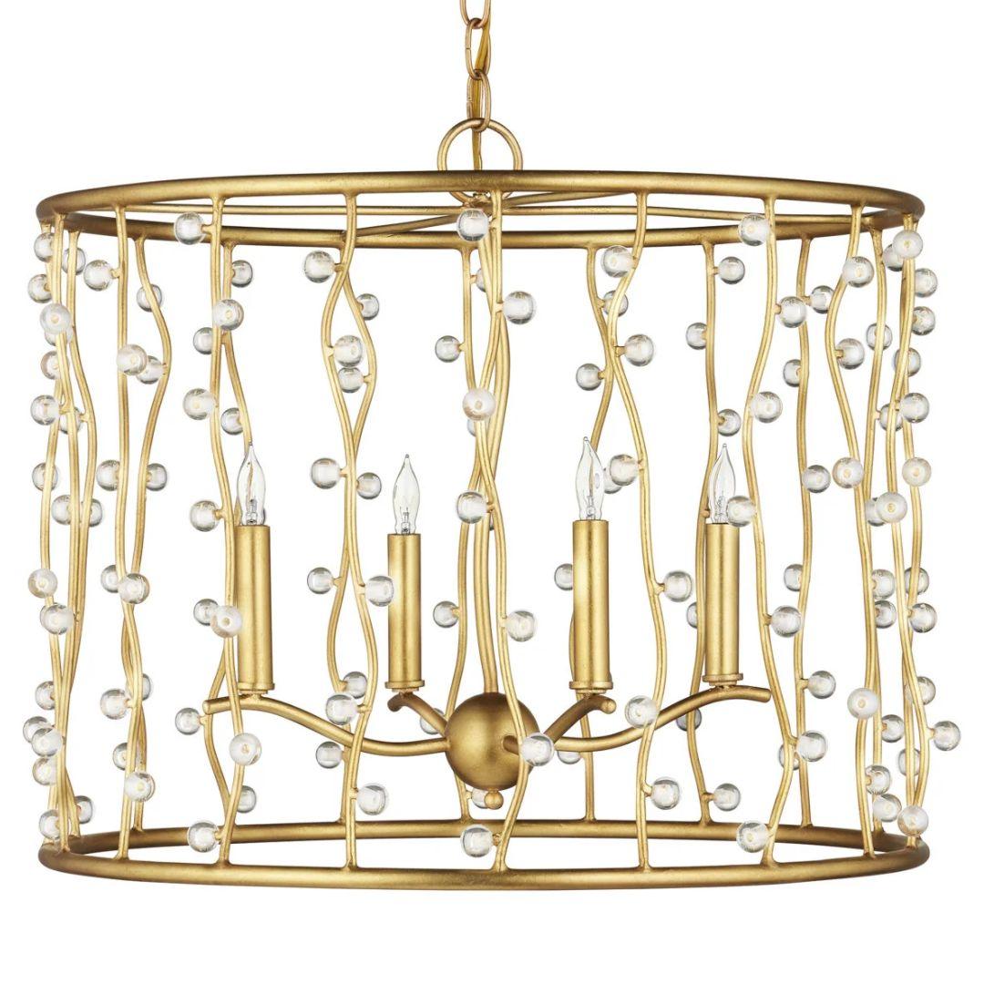 Gold Wavy Crystal Beads Chandelier