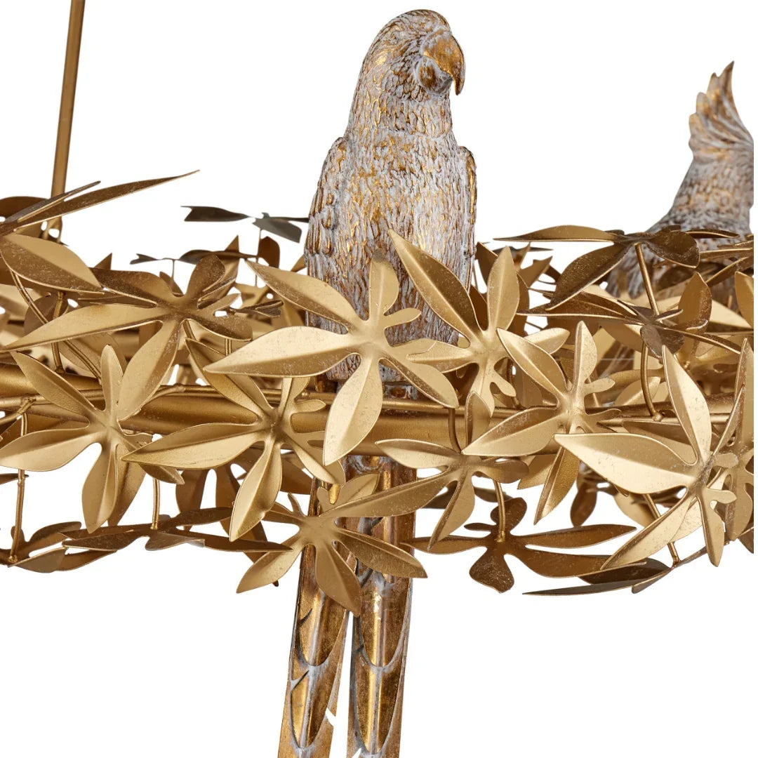 Golden Birds Floral Wreath Chandelier