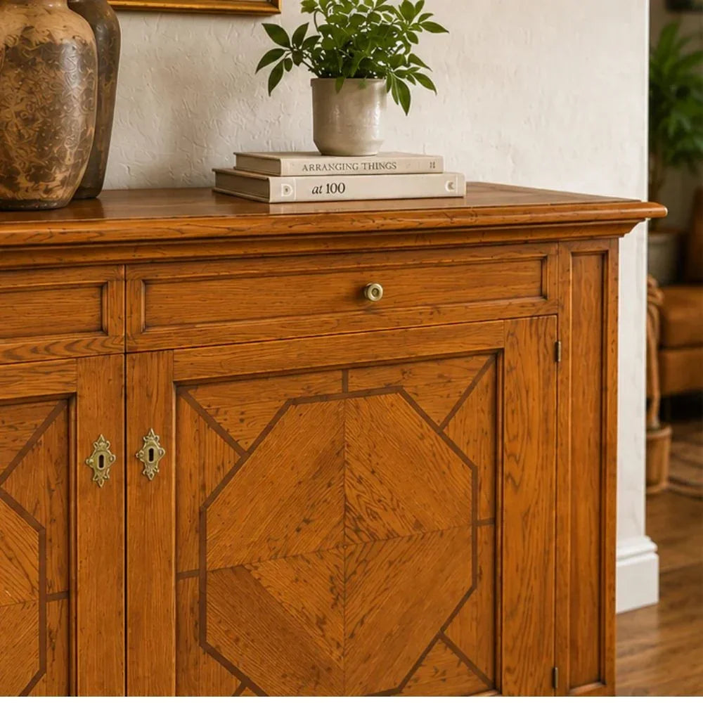 Golden Oak Geometric Sideboard