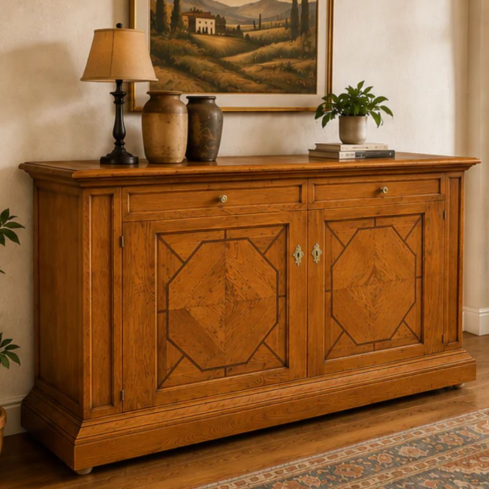 Golden Oak Geometric Sideboard