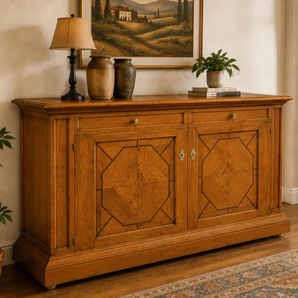 Golden Oak Geometric Sideboard