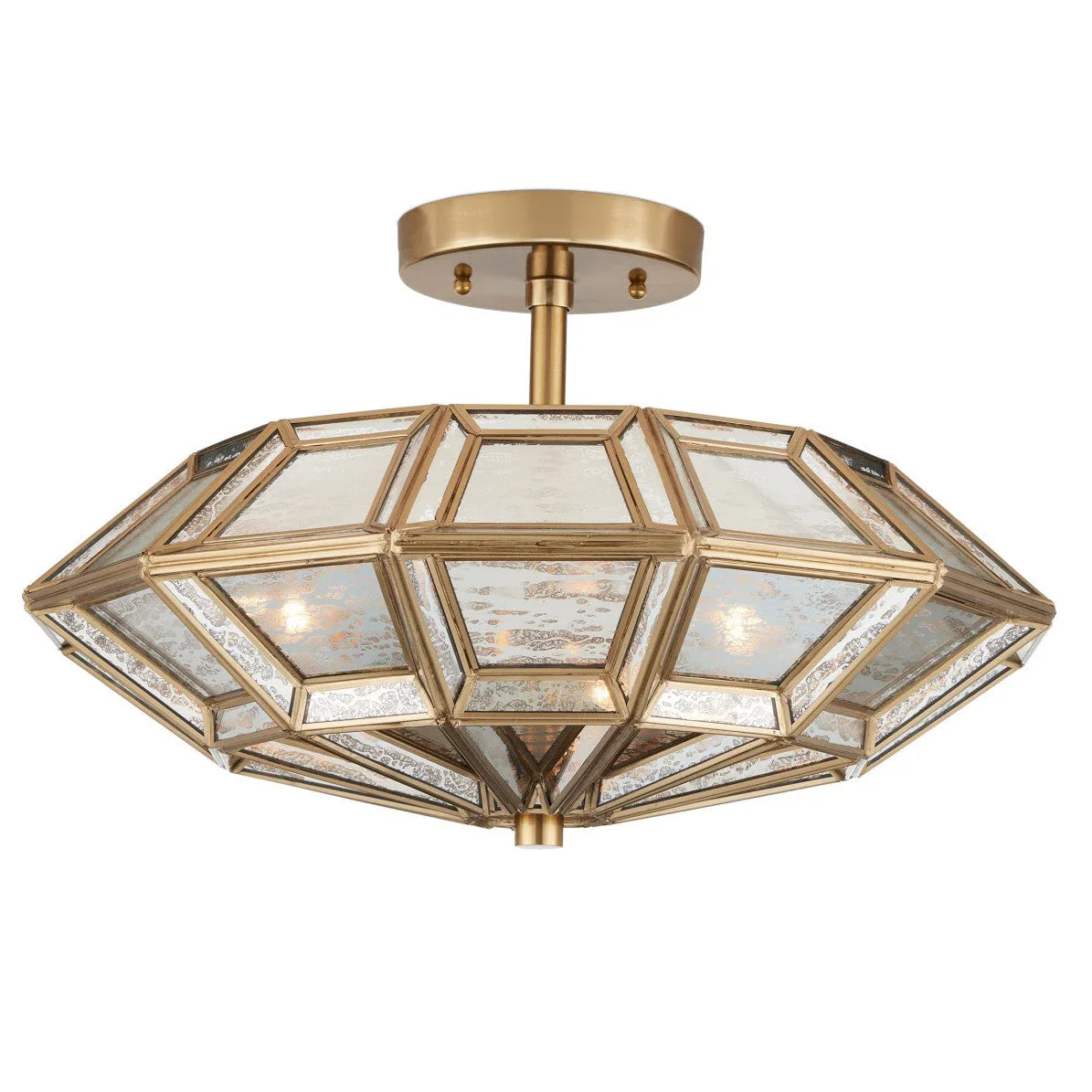 Mercury Glass Gold Semi Flush Mount