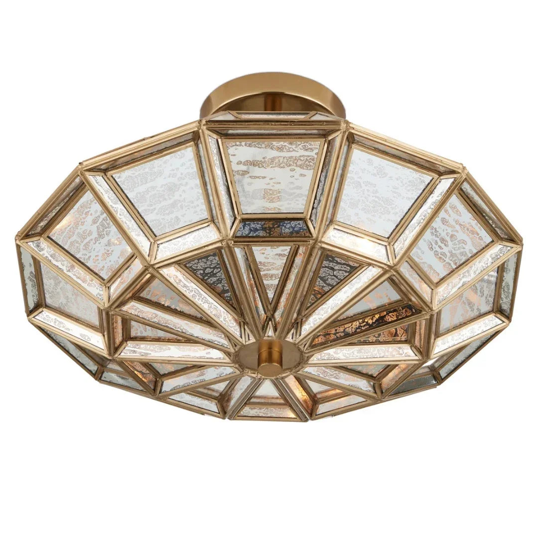 Mercury Glass Gold Semi Flush Mount