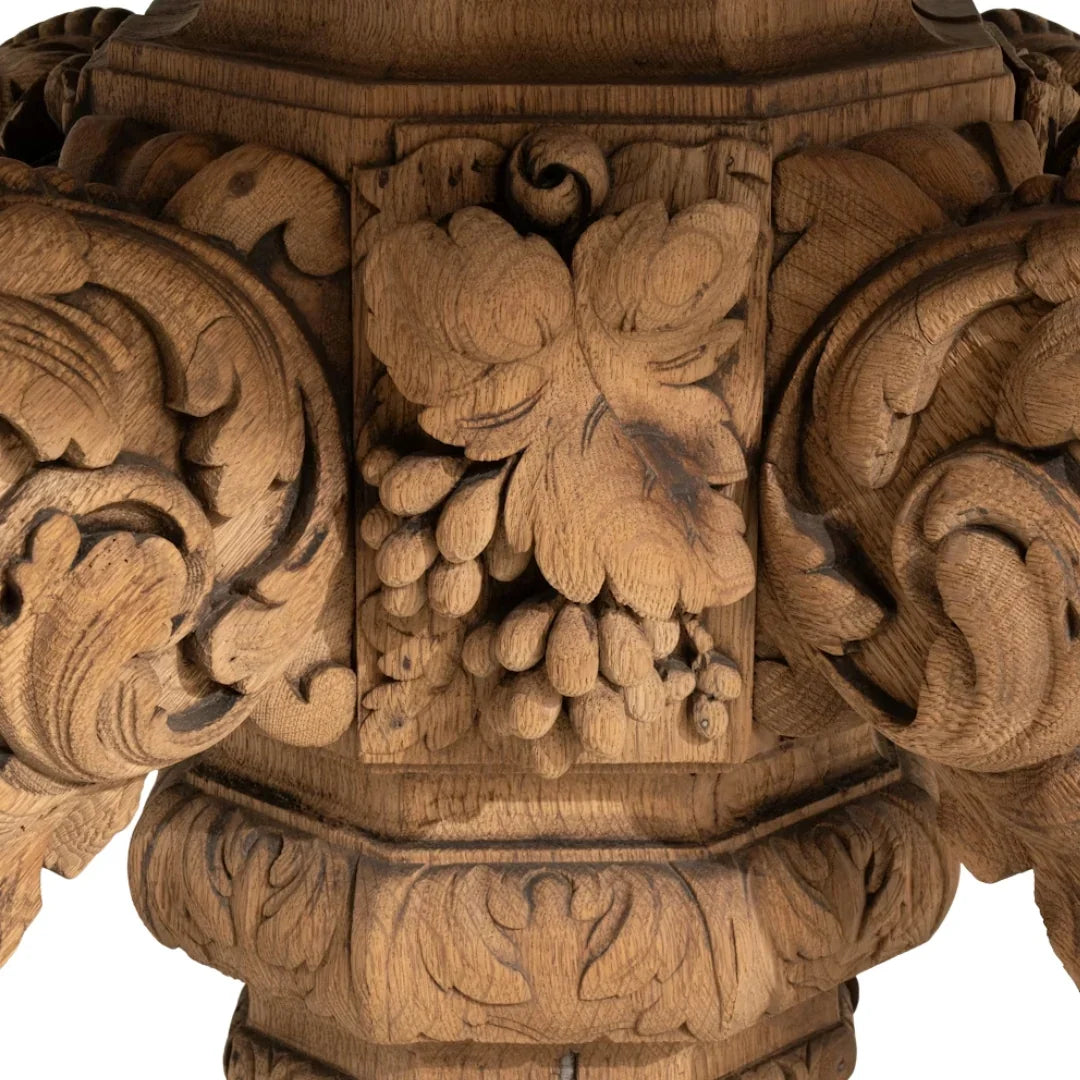Grand Château Carved Oak Pedestal Dining Table, Circa 1880