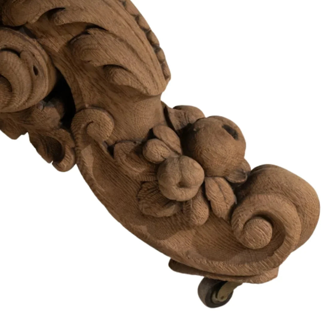 Grand Château Carved Oak Pedestal Dining Table, Circa 1880