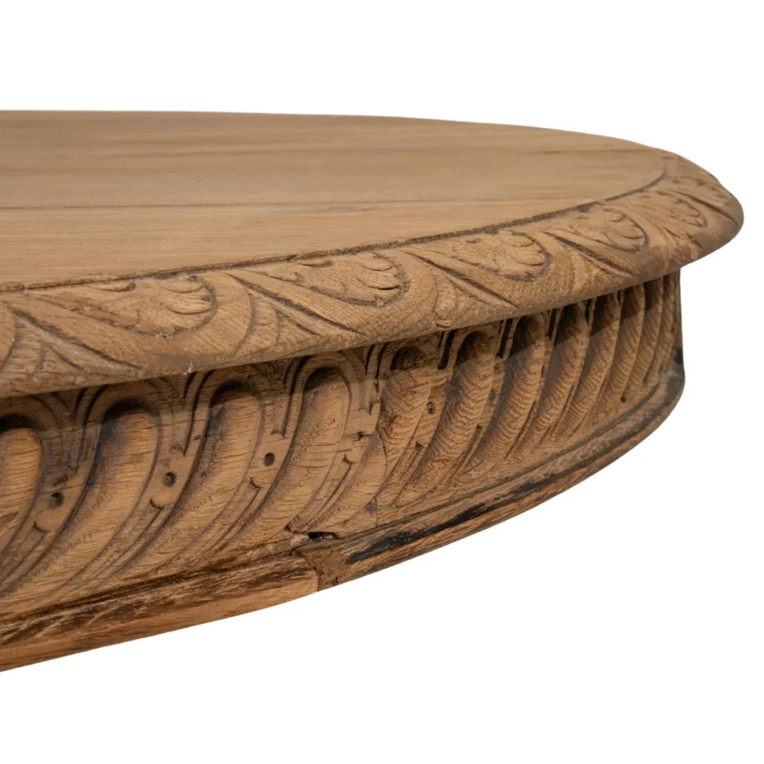 Grand Château Carved Oak Pedestal Dining Table, Circa 1880