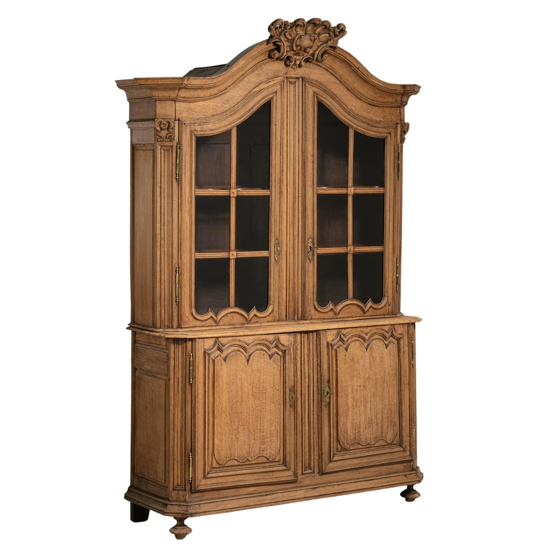 Regal Grand French Provincial Oak Hutch Cabinet, Circa 1870