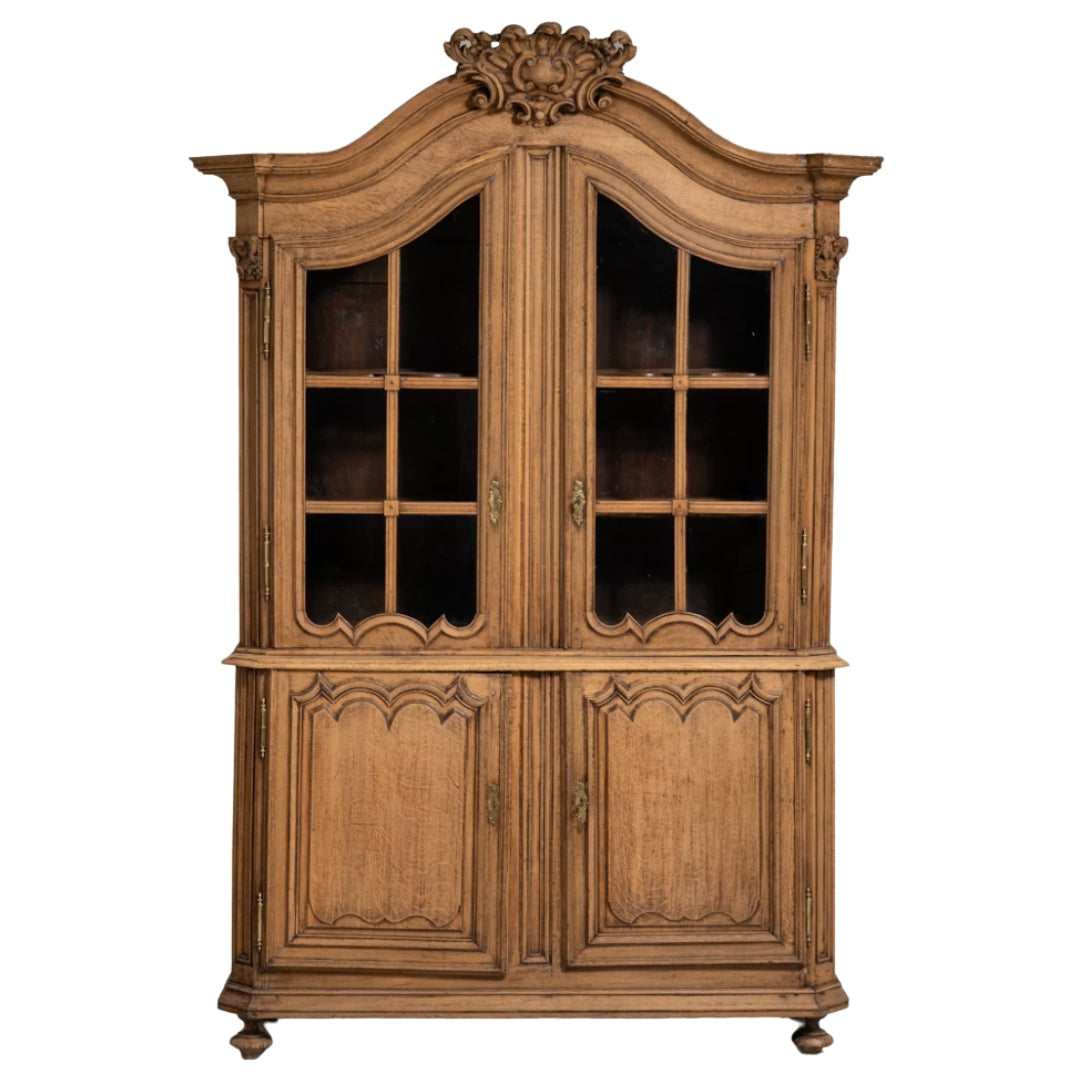 Regal Grand French Provincial Oak Hutch Cabinet, Circa 1870
