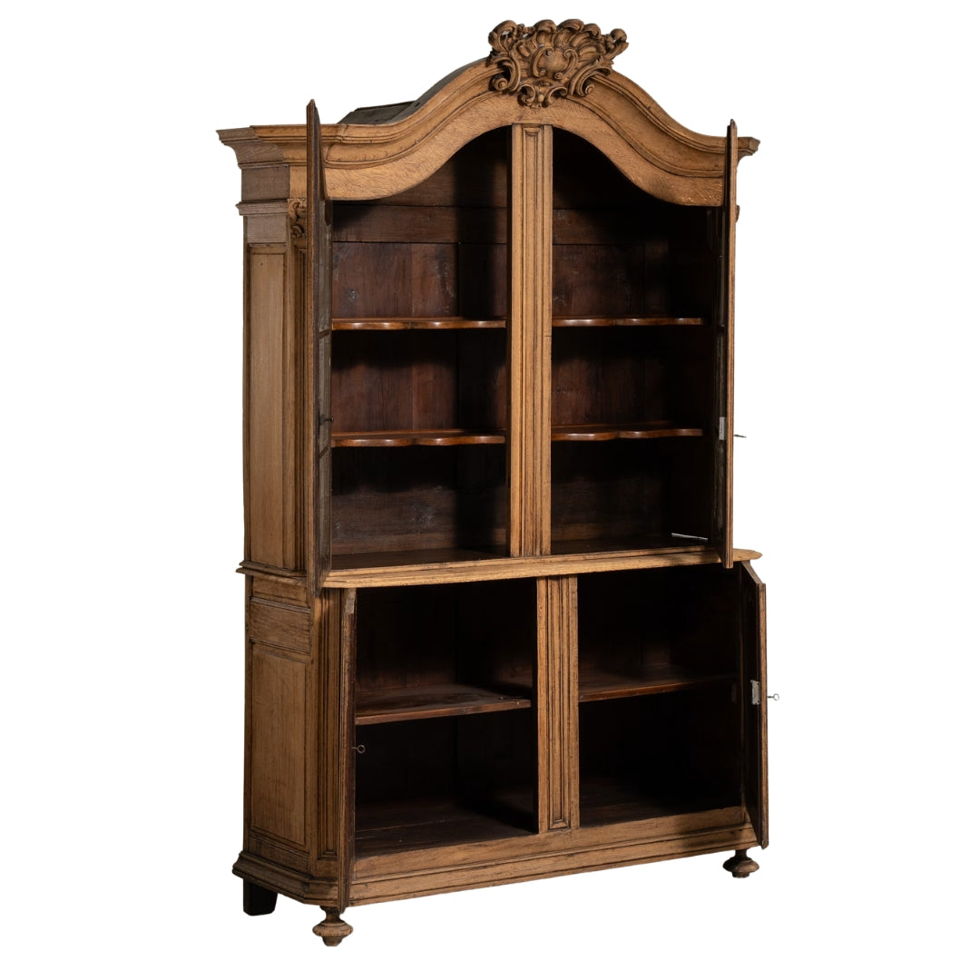 Regal Grand French Provincial Oak Hutch Cabinet, Circa 1870