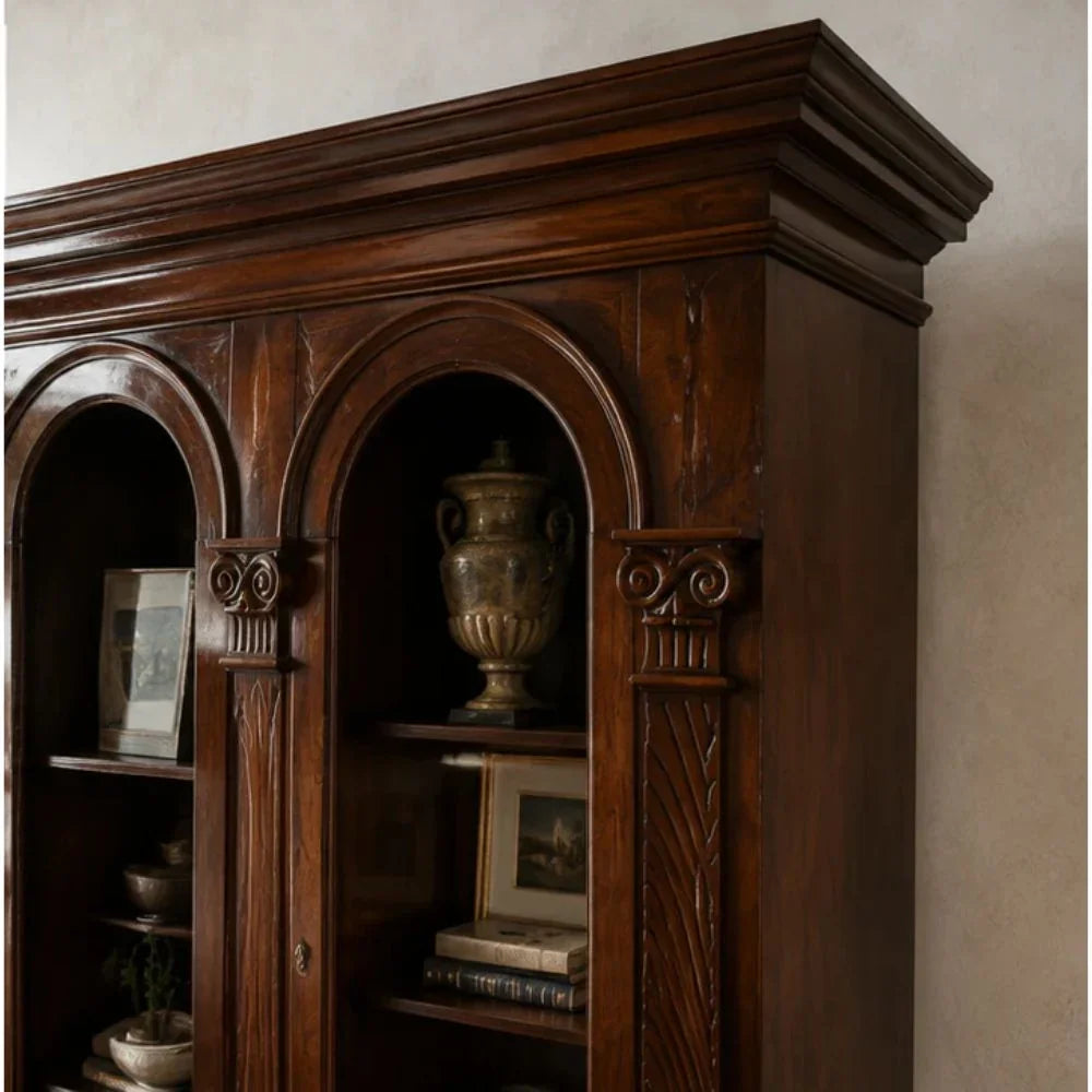 Grand Manor Walnut Display Hutch