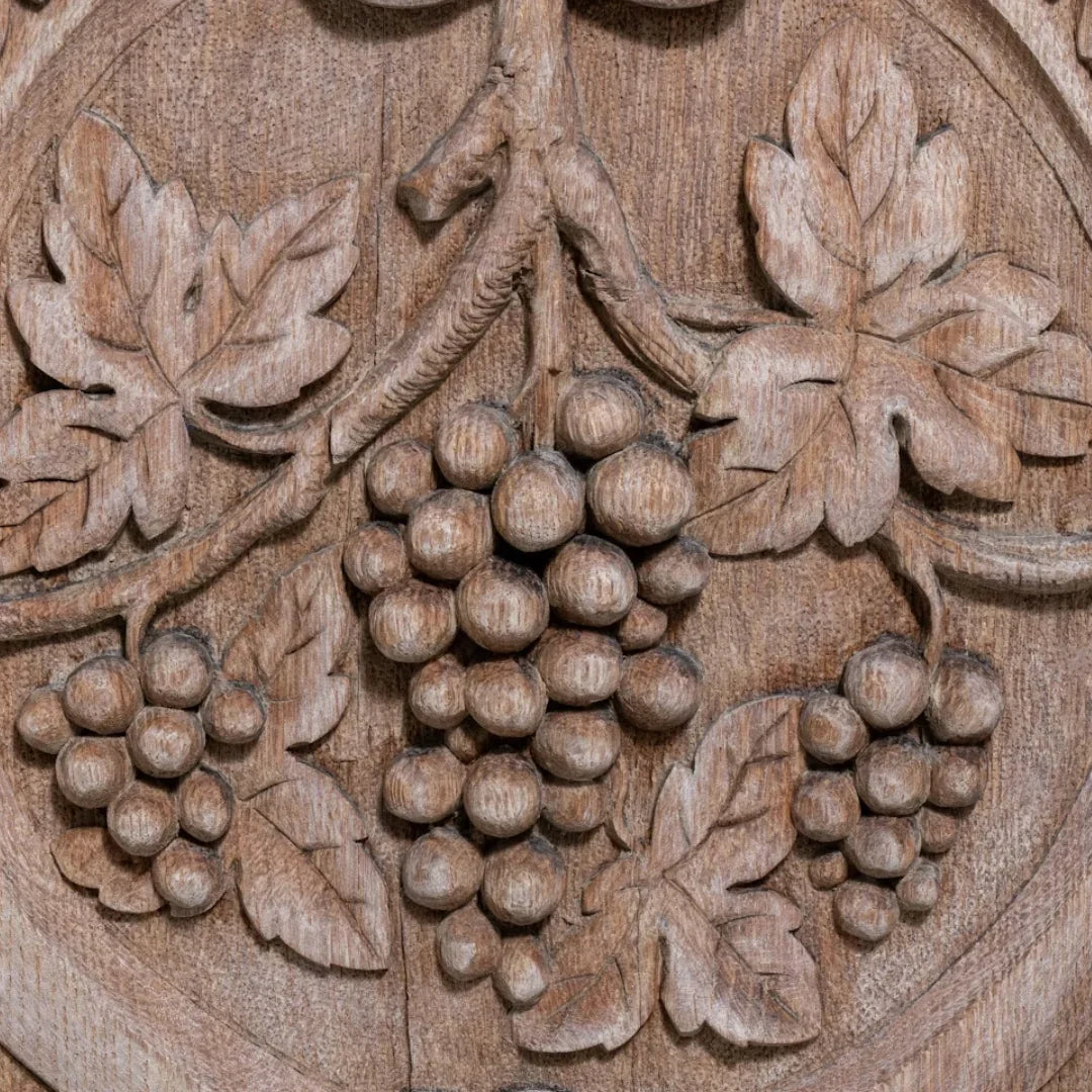 Grapevine Ornately Carved Manor Oak Buffet, Circa 1860