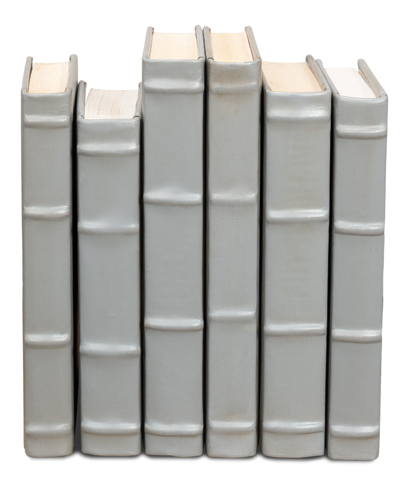 Gray Leather Bound Decorative Books