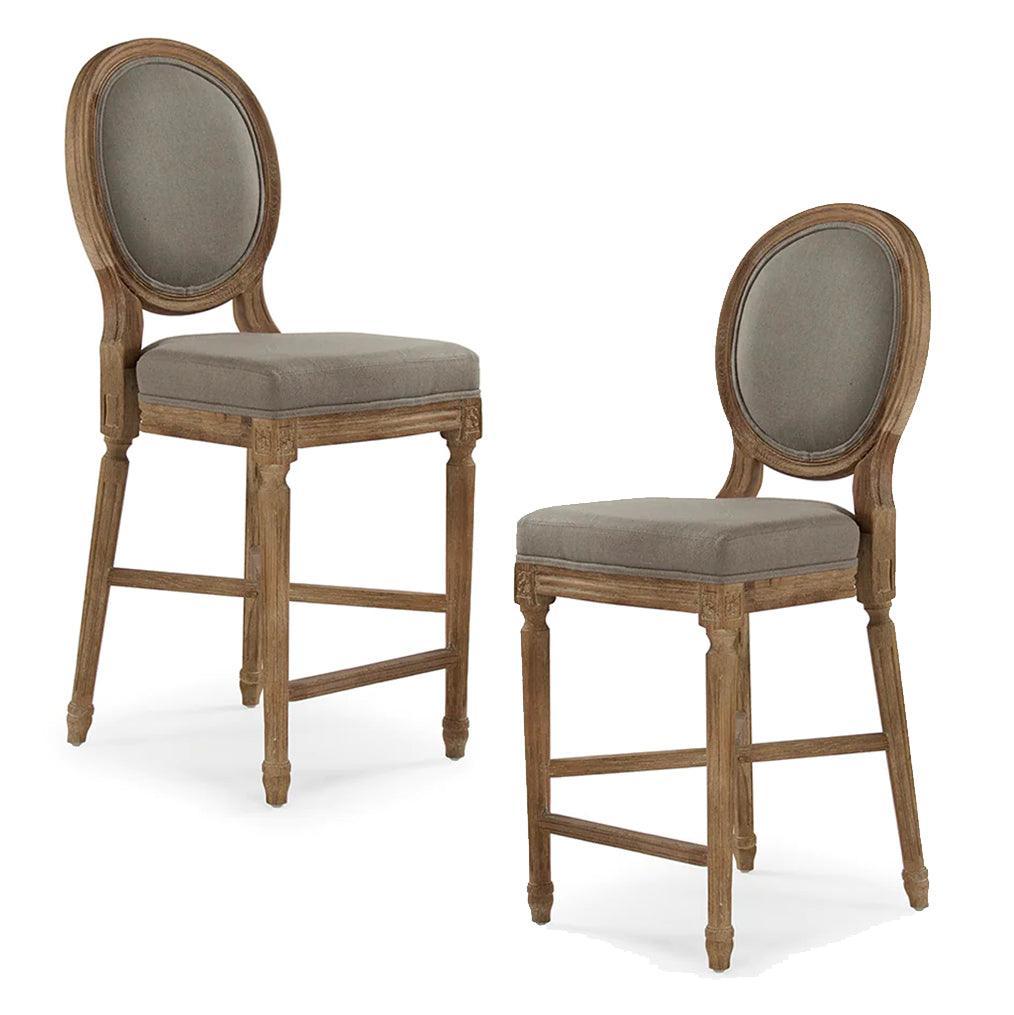Gray Linen Medallion Counter Stool