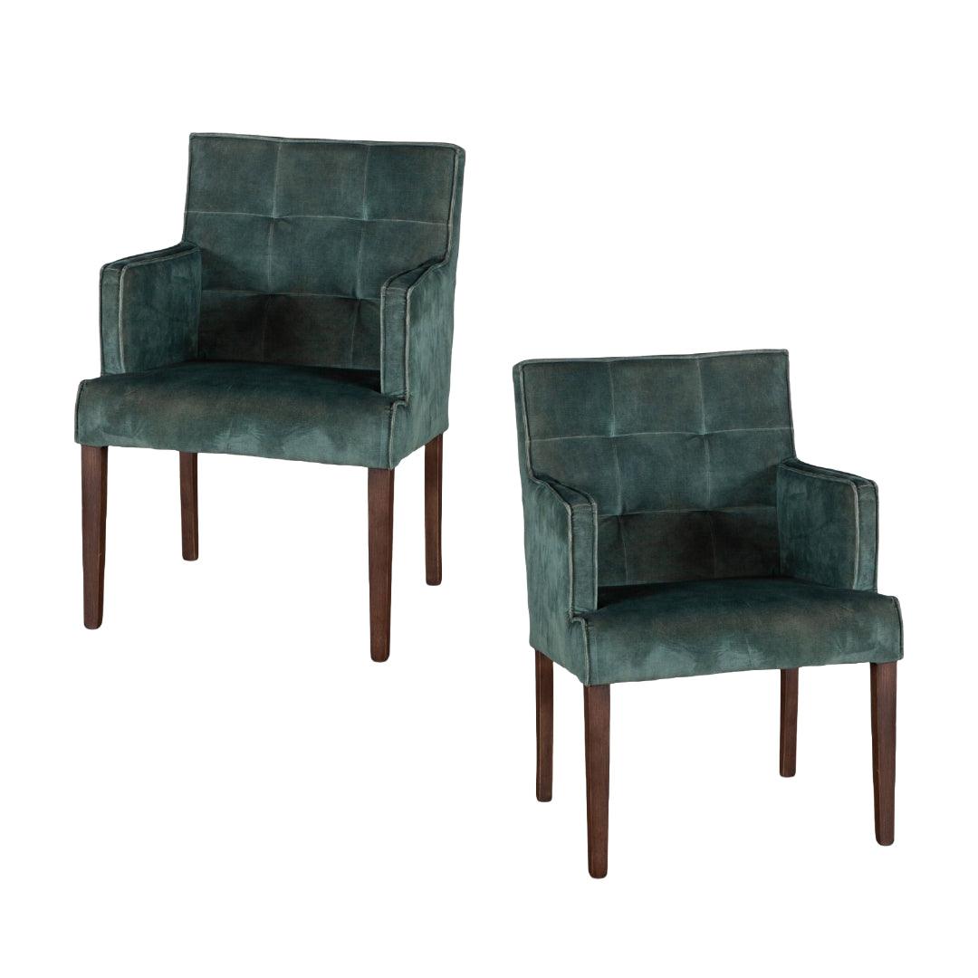 Green Velvet Tufted Dining Chair - Set of 2