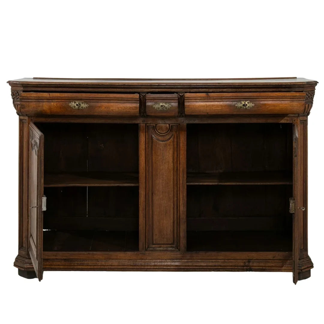 Antique French Provincial Carved Walnut Buffet, Circa 1880
