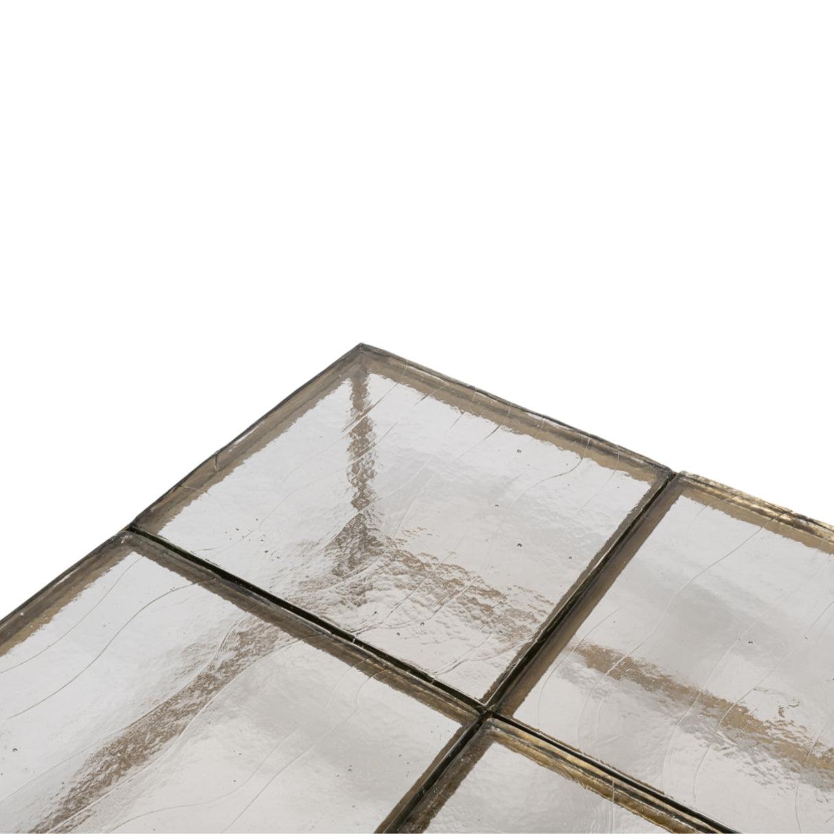 Sectional Glass Top Brass Coffee Table
