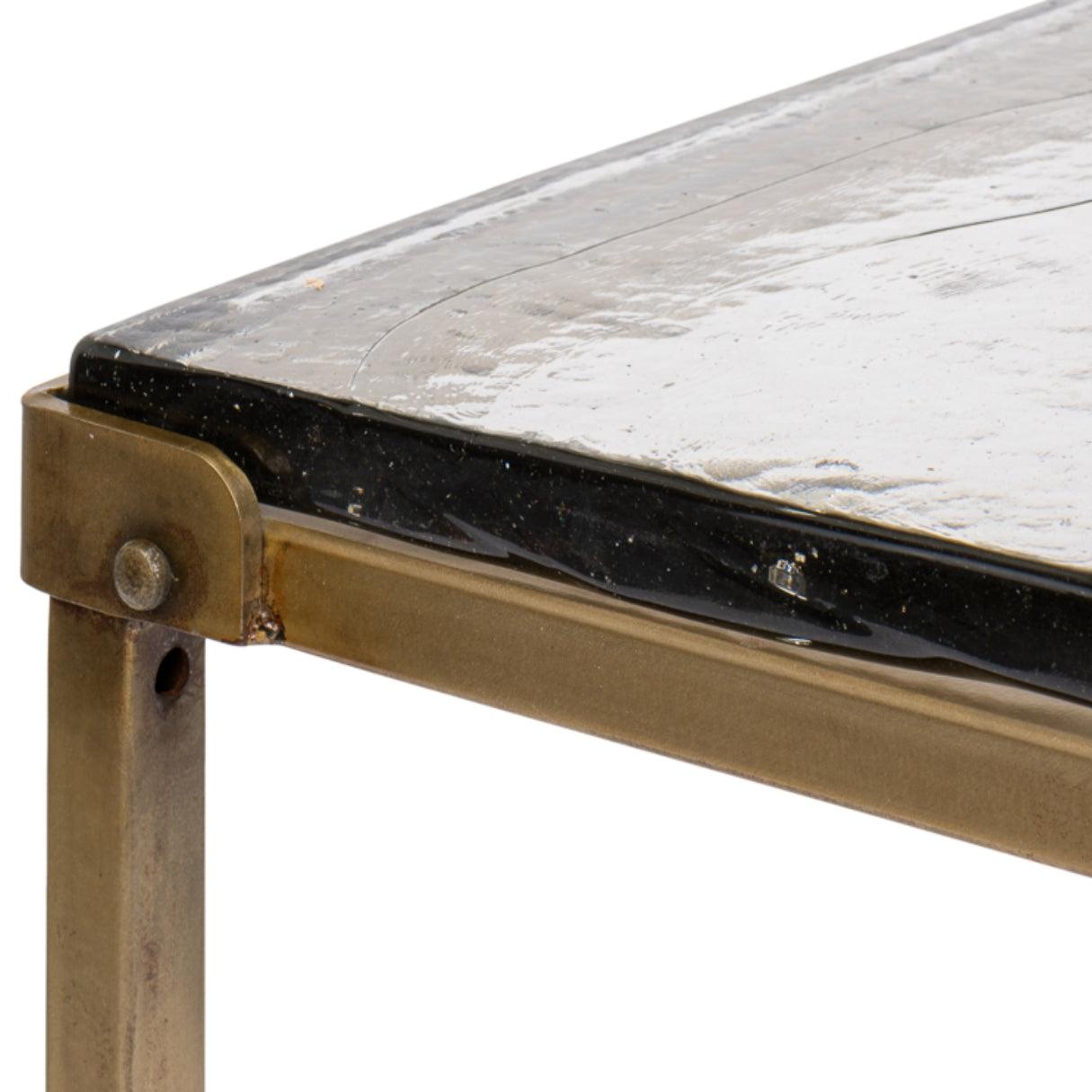 Sectional Glass Top Brass Coffee Table