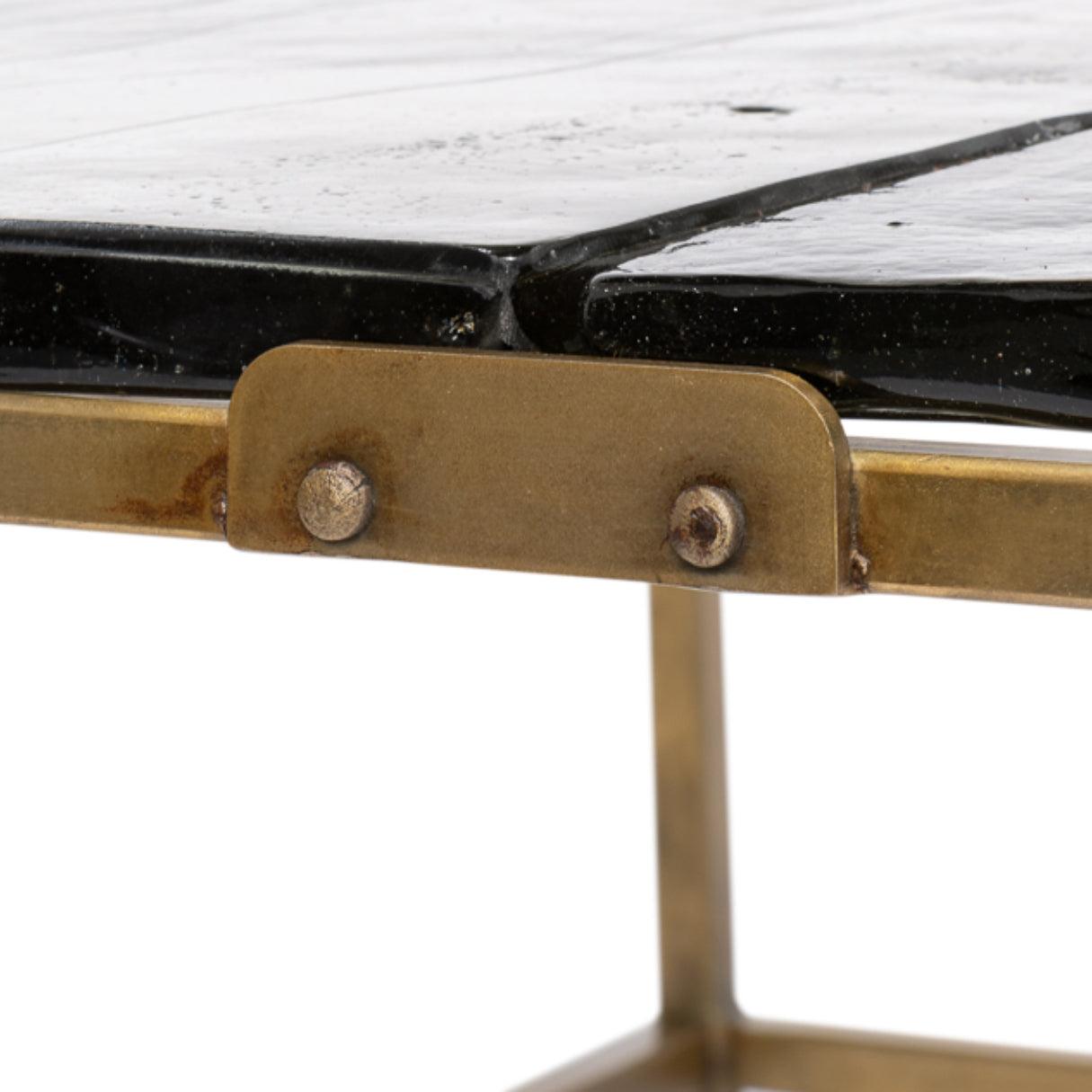 Sectional Glass Top Brass Coffee Table