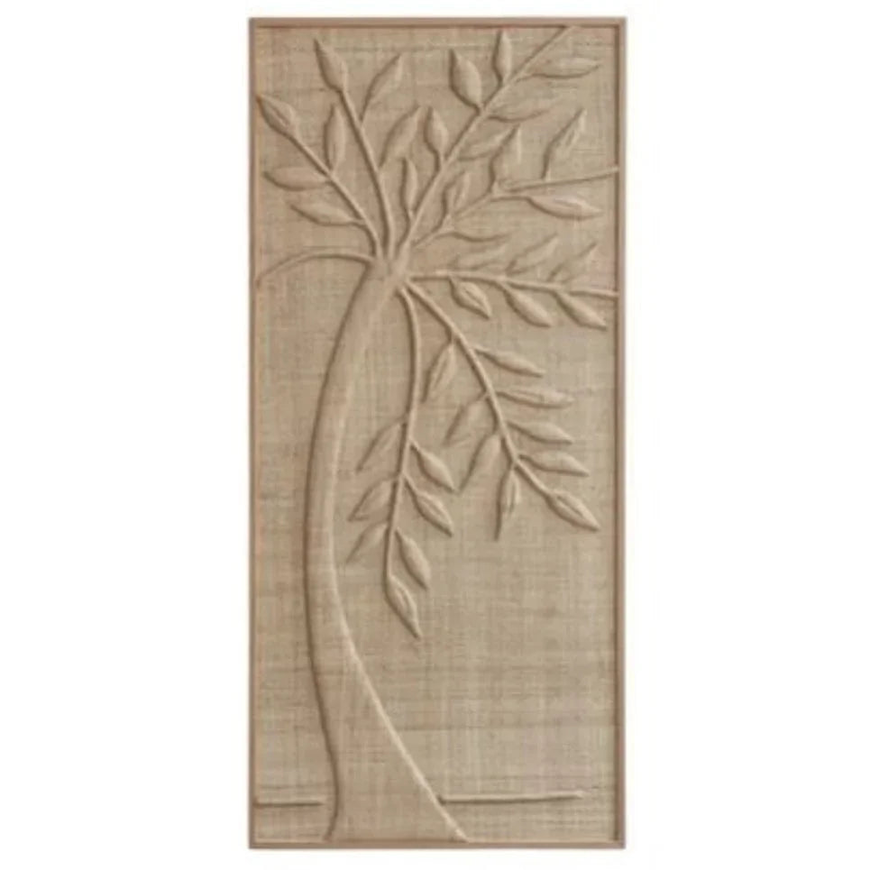 Handwoven Grass Fiber Leafy Palms Wall Art