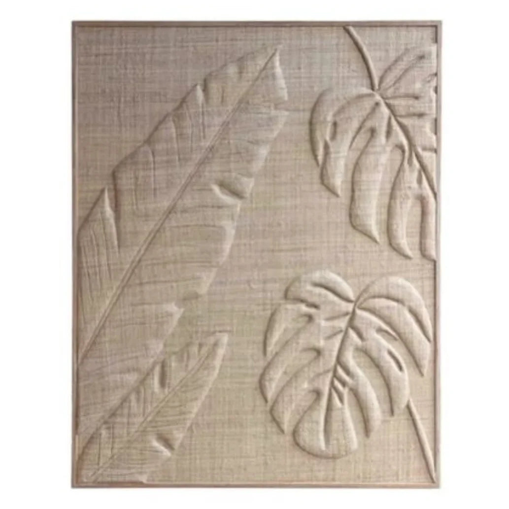 Handwoven Grass Fiber Tropical Leaves Wall Art