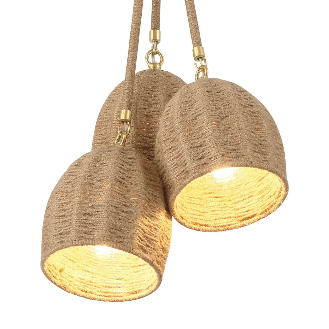 Handwoven Rattan Cluster Pendant