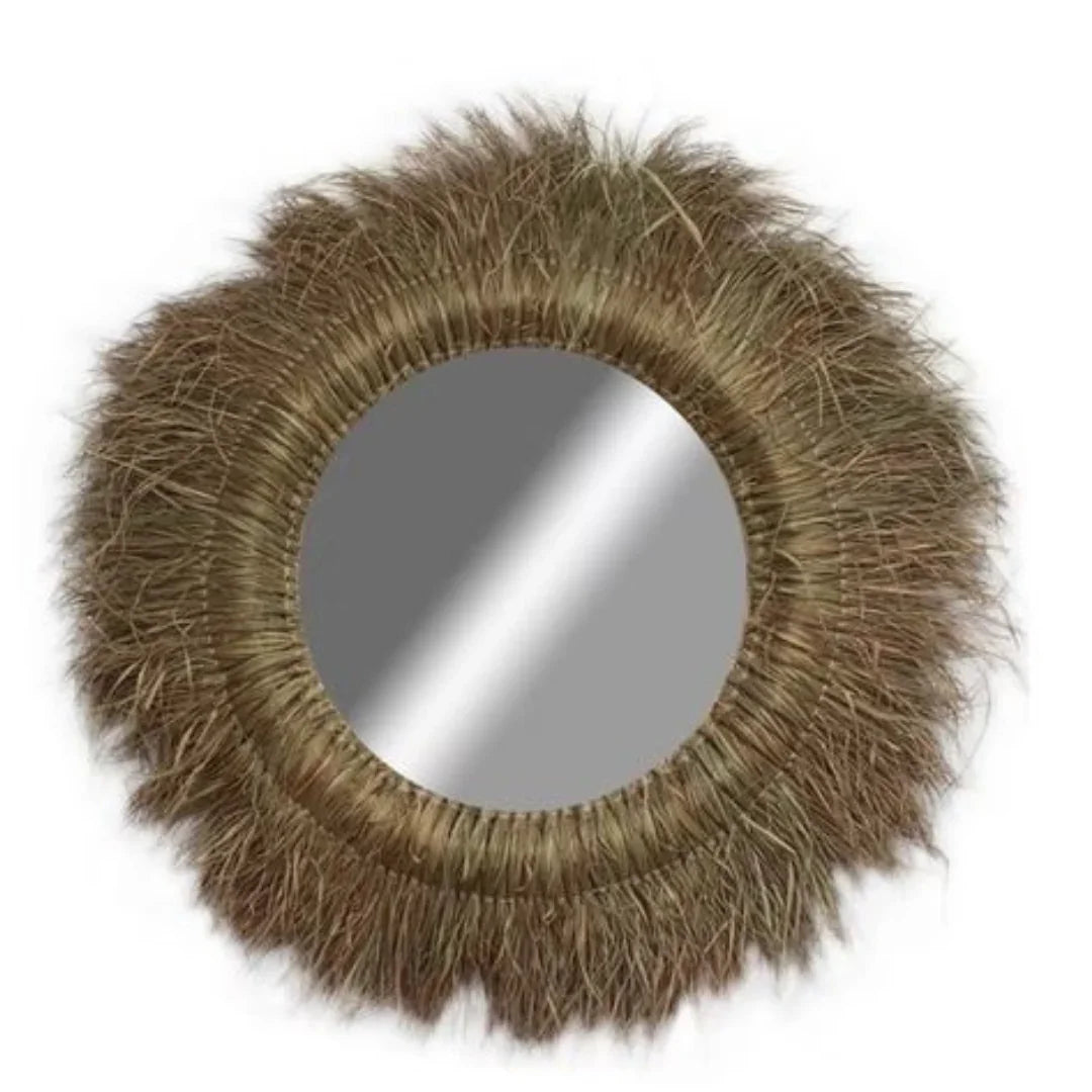 Handwoven Seagrass Fringe Mirror